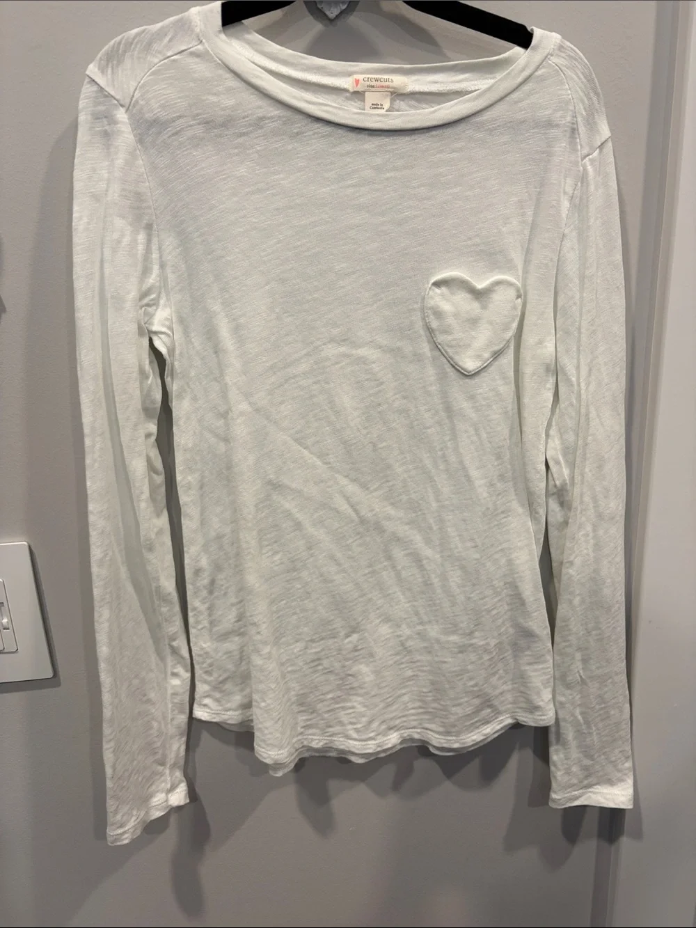 Crewcuts White Long Sleeve Tee with Heart Patch